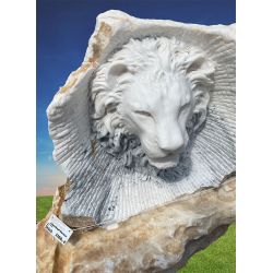Löwenkopf weisser Marmor Skulptur